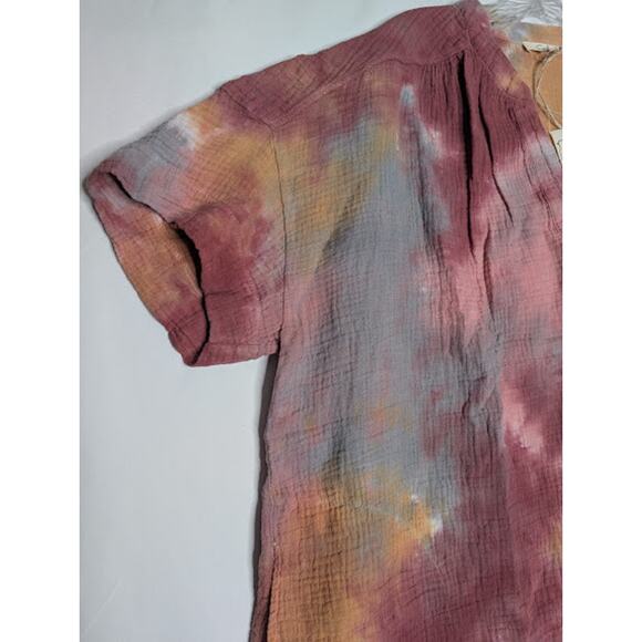 EASEL Womens Hippie BOHO 100% Cotton Tie Dye gauzy tunic Shirt size Large NWT - Picture 7 of 8